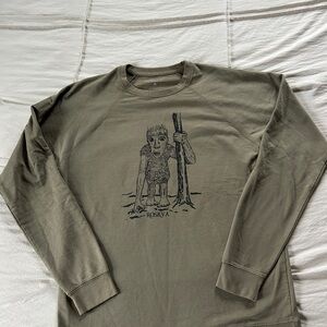 Olive Green Graphic Men's Shirt ROSKVA Maine Botanical Gardens Troll DAMBO